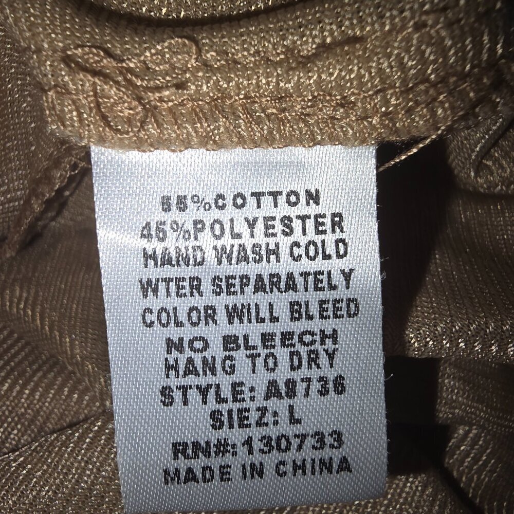 UMGEE LONG SLEEVE DRESS CUTOUT BACK EMBRODERED EDGING TAN COLOR SIZE LARGE EUC - Picture 5 of 8